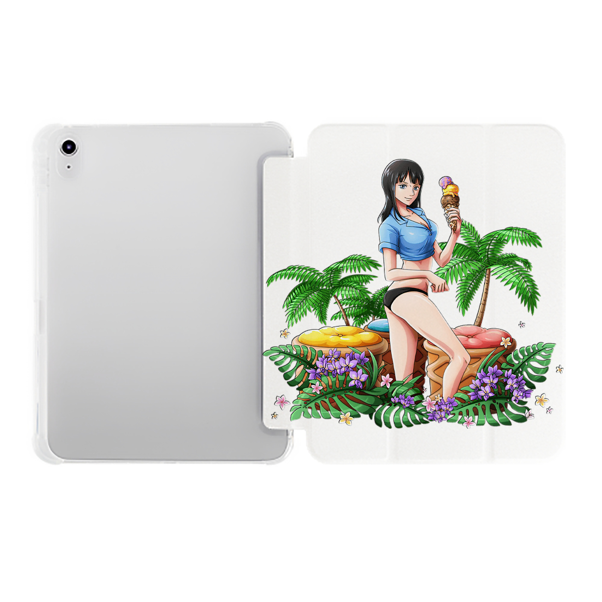 （画像用） ワンピース ニコ・ロビン ONE PIECE Nico Robin IPad ケース ペン収納付き 三つ折りスタンド PUレザー×シリコン 対応機種9.5/10.5/10.9インチ